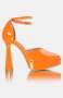 Ladies Closed Toe Ankle Strap Platform Heels - Orange - Orange / UK 7