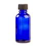30ML Blue Glass Aromatherapy Bottle With Screw Cap - Black 18/410