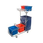 Janitorial Trolley – 60L – 1 X Tray And 1 X Laundry Bag – Excludes Buckets