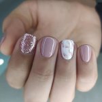 24PCS Short Square Press On Nails Gloss Glitter Fake Nails Full Cover Marble False Nails For Women And Girls Including Nail File