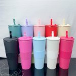 24OZ Double Wall Plastic Bubble Tea Tumbler