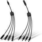 2PCS 1 To 4 Solar Connector MC4 Y Branch Panel Cable Adapter Splitter M/f