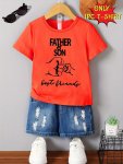 1PC Father And Son Best Friends Letter Print Short Sleeve T-shirts For Boys - Cool Lightweight And Comfy Summer Clothes