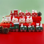 Plastic Miniature Train Cake Topper Set - Christmas Holiday Cake Decoration Ornaments Festive Baking Supplies No Electricity Req