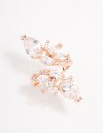 Rose Gold Linear Floral Ring - M l