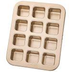 12-CAVITY Heavy-duty Non-stick Deep Square Mold - Gold