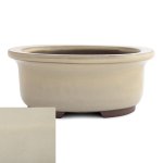 Japanese Glazed Deep Oval Container 130 X 110 X 55MM - Cream