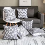 6PCS Gray Striped Linen Holding Pillowcase Indoor Sofa Cushion Case Outdoor Decoration Home Decor Room Decor Office Decor Living
