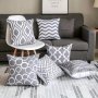 6PCS Gray Striped Linen Holding Pillowcase Indoor Sofa Cushion Case Outdoor Decoration Home Decor Room Decor Office Decor Living Room Decor Sofa Decor No