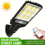 1PC Solar Motion Sensor Light With Remote Controller Solar Panel Powered Security Light Pathway Light For Garden Garage Yard Bac