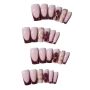 24 Pieces/set Long Coffin Flower Design French Tip Press-on Nails