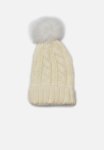 Cable Knit Faux Pom Beanie - Cream