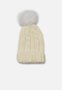 Cable Knit Faux Pom Beanie - Cream