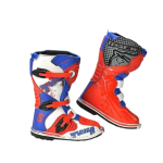 Kids Motocross Boots - White & Blue