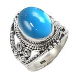 Solid 925 Sterling Silver Ring For Womens Genuine Blue Topaz Ring Sterling Silver Boho Ring December Birthstone Blue Gemstone Ri