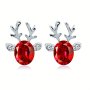 1 Pair Silvery Antler Men's And Women's Earrings Three-dimensional Christmas Reindeer Earrings