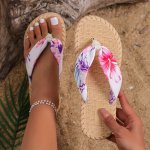 Women's Flower Pattern Flip Flops Casual Clip Toe Summer Shoes Lightweight Beach Shoes