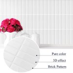 10PCS SET 3D Self-adhesive Kitchen Backsplash Tiles White Straight Line Design Plastic Stick-on Wall Stickers Splash-proof Easy