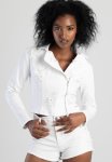 Sissy Boy August: Denim Jacket With Crochet Detail - White