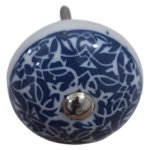 Round Ceramic Drawer Knob Blue And White 6CM