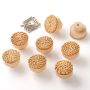 8 Piece Wooden Rattan Drawer Knobs - Woven Furniture Handles Set