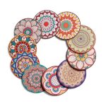 Ambielly Cork Coasters For Drinks Vintage Boho Floral Design Cup Coaster Colorful Table Protectors For Coffee Bar Home Decor 10P