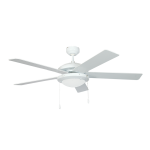 White 5 Blade 3 Speed Reversible Ac Motor Pole Or Flush Mount Pull Switch Fan And Light