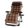 Toxiya Foldable Deck Chair Recliner Lounger Chair With Detachable Cushion - Silver Brown
