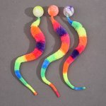 1PC Rainbow For Caterpillar Bouncing Ball Cat Toy Elastic Polyester Worm Pet Toy For Cats - Non-electric