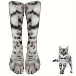 1 Pair Unisex Funny 3D Animal Paw Pattern Novelty Socks Comfy Breathable Casual Thermal Socks Winter & Autumn