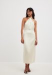 Twisted Front Satin Midi Dress - White