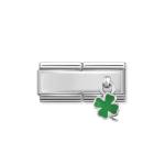Silvershine Hanging 4-LEAF Clover Double Link