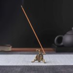 1PC Copper Alloy Turtle Incense Stick Holder - Metal Alphabet Animal Figurine For Various Room Types Suitable For Indoor And Out