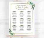 Grey & Green Watercolor Floral Wedding Seating Plan