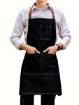 Men's Adjustable Denim Apron With 3 Pockets Perfect For Grilling Cooking Ideal For Chefs And Waitstaff