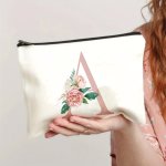 Letter And Flower Pattern Cosmetic Pouch Lightweight Zipper Toiletry Wash Bag For Travel Women's Storage Bag