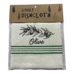 Single Printed Dishcloth - Olive