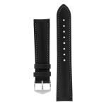 Kent Textured Natural Leather Watch Strap In Black - 16MM Silver