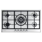 ELBA Elio 90CM 5 Burner Gas Hob With Centre Wok Burner - Stainless Steel