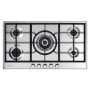 ELBA Elio 90CM 5 Burner Gas Hob With Centre Wok Burner - Stainless Steel