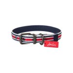 And Joules Striped Dog Collar - Large Navy & Red