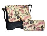 Fino Denim Cross Body Faux Leather Bag With Double Zip Grab & Go /all In 1 Purse
