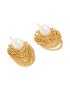 Waterproof Gold Plated Stainless Steel Pearl Chain Stud Earrings