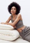 Fine-knit Crop Top - Dark Greige