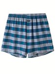 1 PC Men's Trendy Plaid High-waisted Deep-crotch Cotton Boxer Shorts Casual Comfy Shorts Arrow Pants Elastic Loose-fit Shorts