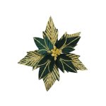Poinsettia 30CM - Emerald Green & Gold