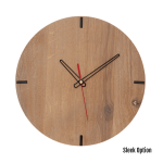 Mika Wall Clock In Oak - 300MM Dia Cotton White Sleek Red Second Hand
