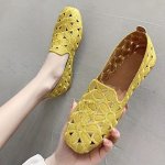 Women's Floral Embroidered Flat Shoes Hollow Out Square Toe Slip On Shoes Casual & Versatile Flats