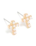 Goldair Gold Pearl Inlay Cross Stud Earrings