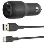 Belkin Boostcharge Dual Usb-a Car Charger 24W + Usb-a To Usb-c Cable